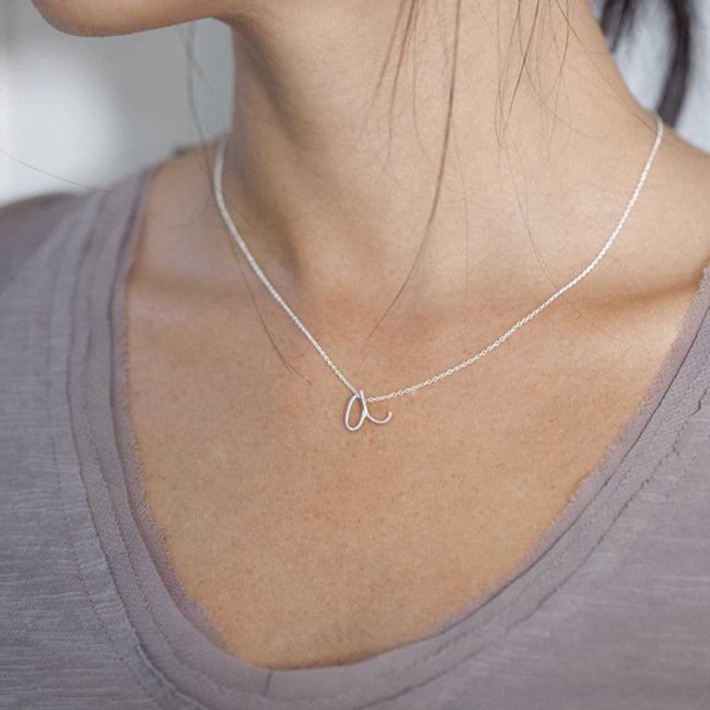 Silver Double Initial Necklace, Silver Two Initial Necklace